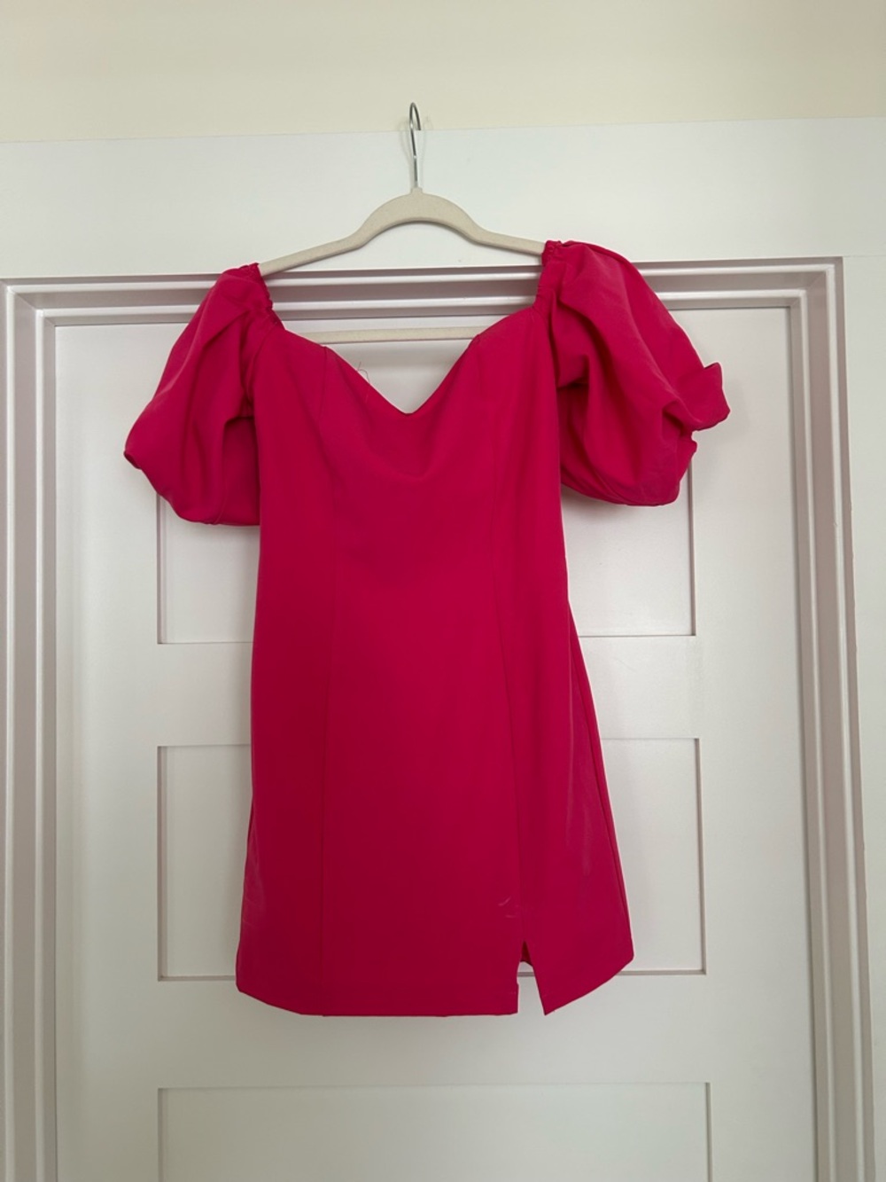 Papermoon Hot Pink Dress with Puff Sleeves